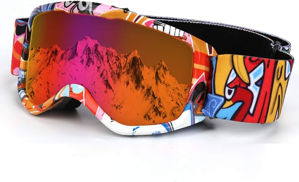 Kids Ski Goggles, Snowboard Goggles for Kids Helmet Compatible Snow Goggles,Outdoor Sports Tactical Glasses with Non-Slip Strap for Boys and Girls - 100% UV Protection