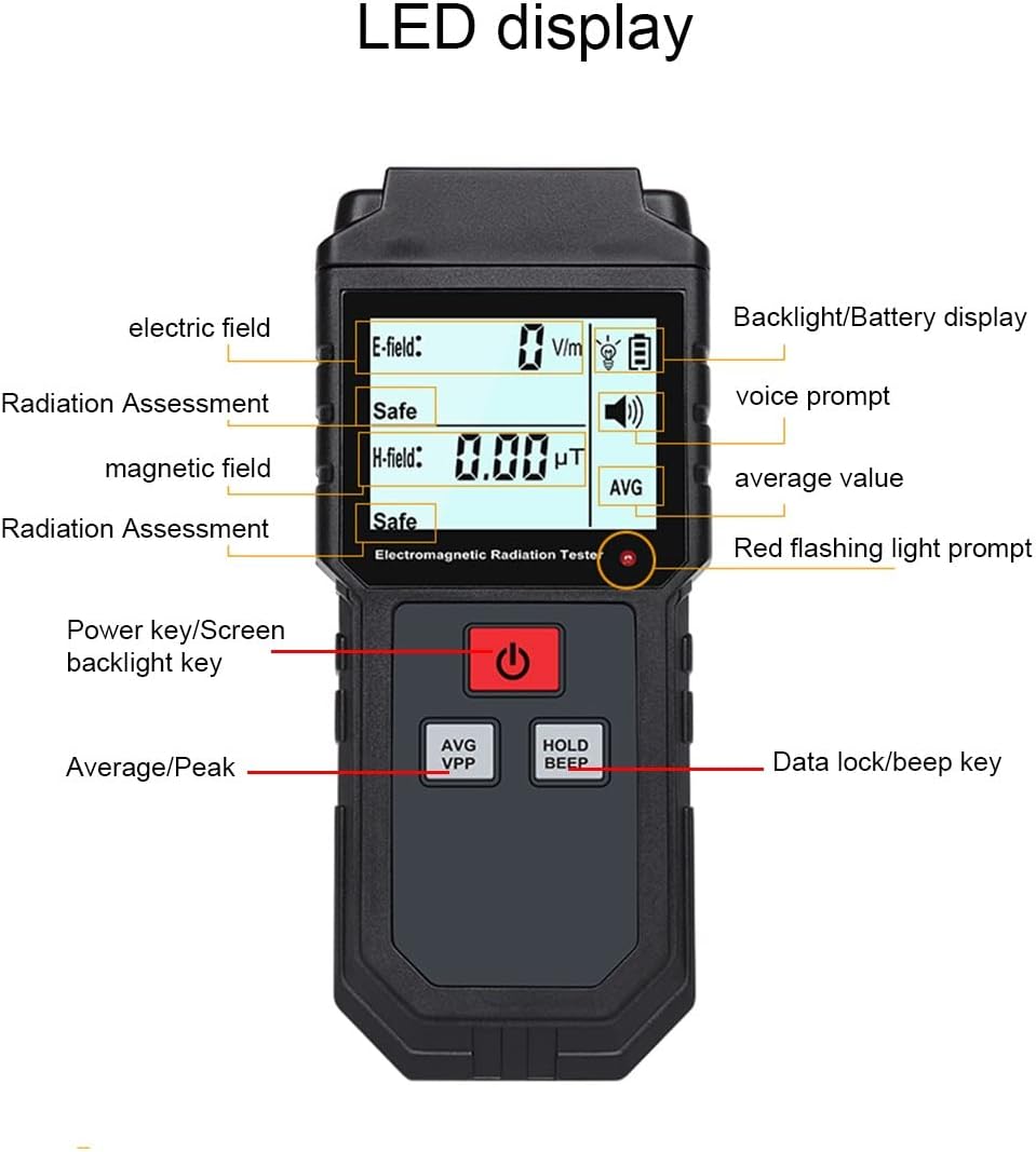 GENYS High Sensitivity Digital EMF Meter Reader,Electromagnetic Field Radiation Detector with Alarm Device, Paranormal Equipment Tester,Radioactive Detector Monitor for Home Outdoor