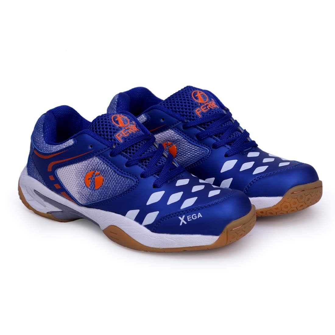 FEROC XEGA Badminton Shoes for Men Boys Unisex Kids (Blue, 4) 2