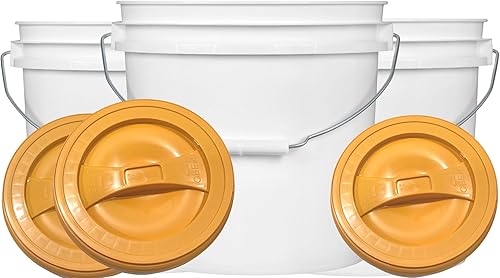 Vista 20 de House Naturals Cubo de 2 galones con tapa de rosca, paquete de 3 recipientes fabricados en Estados Unidos (cubos blancos con tapas blancas)