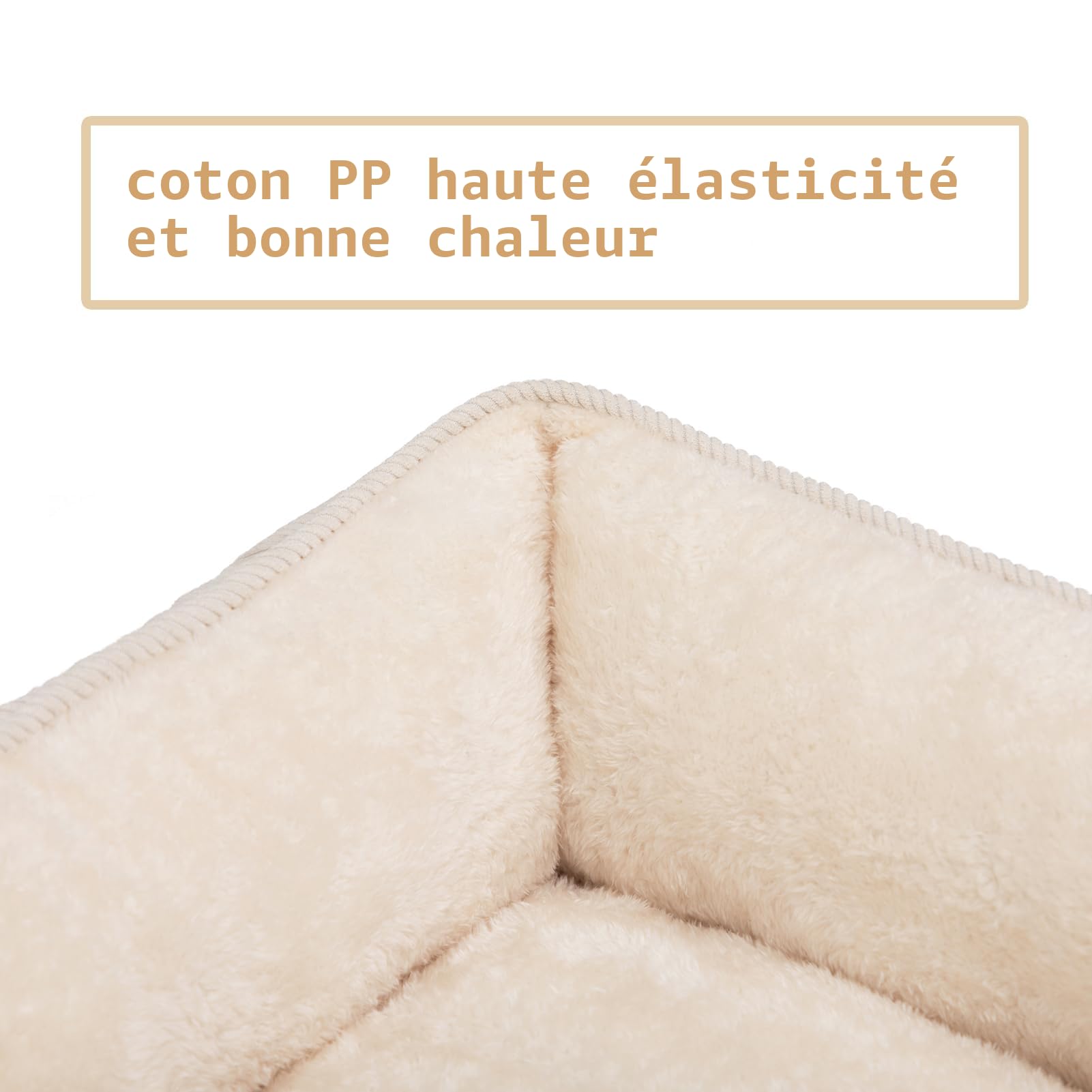 Hollypet Panier pour Chat Lit pour Chat et Chiot, Niche Maison pour Chat et Petit Chien, Lit Coussin Doux et Respirant pour Sommeil, Beige (50 * 45 * 15cm)