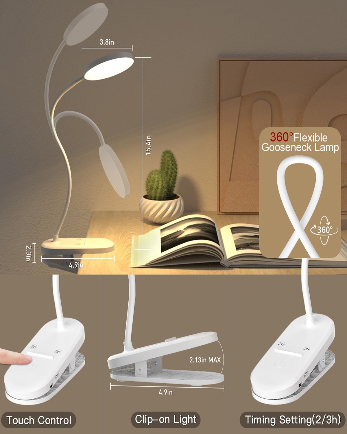 long-stars Lámpara de lectura de luz roja para dormir, luz de libro para leer en la cama con luz nocturna sin azul de 625 nm, 2 modos de color y temporizador, lámpara recargable de 2000 mAh para