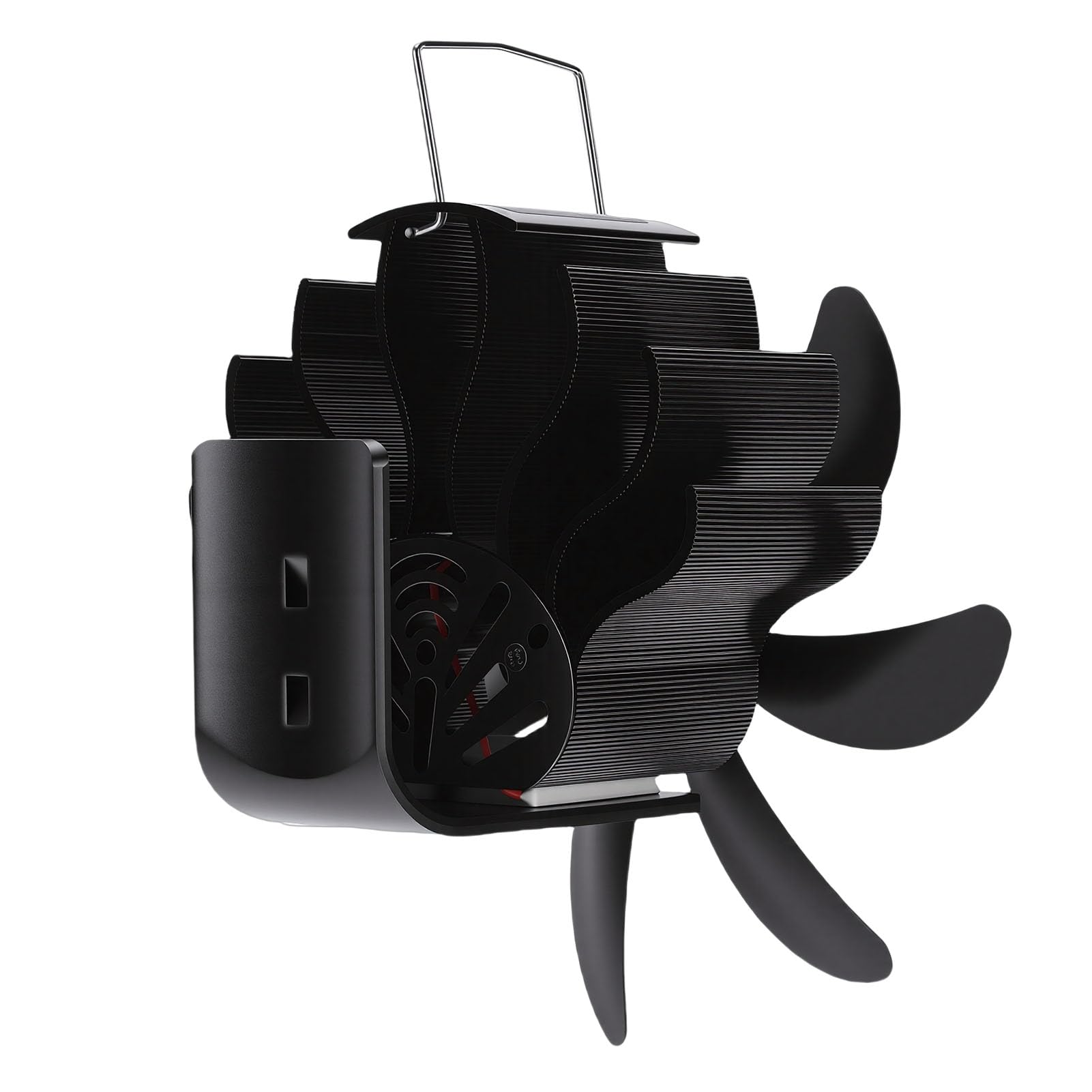 Ventilatore per Stufa a Legna per Tubo Magnete, Ventilatore Termico Non Elettrico Alimentato a Calore per Camino, Bruciatore a Gas in Lega di Alluminio con Cinghia Fissa, Protezione da