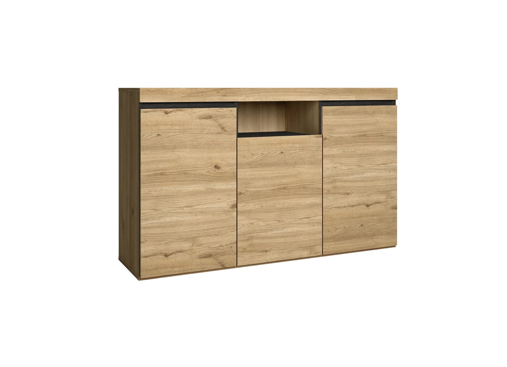 Skraut Home - Set di mobili per il soggiorno | Tavolo 200 piedi U 10 commensali | Mobile TV 140 | Madia/Credenza 140 | Rovere e Nero | Stile industriale
