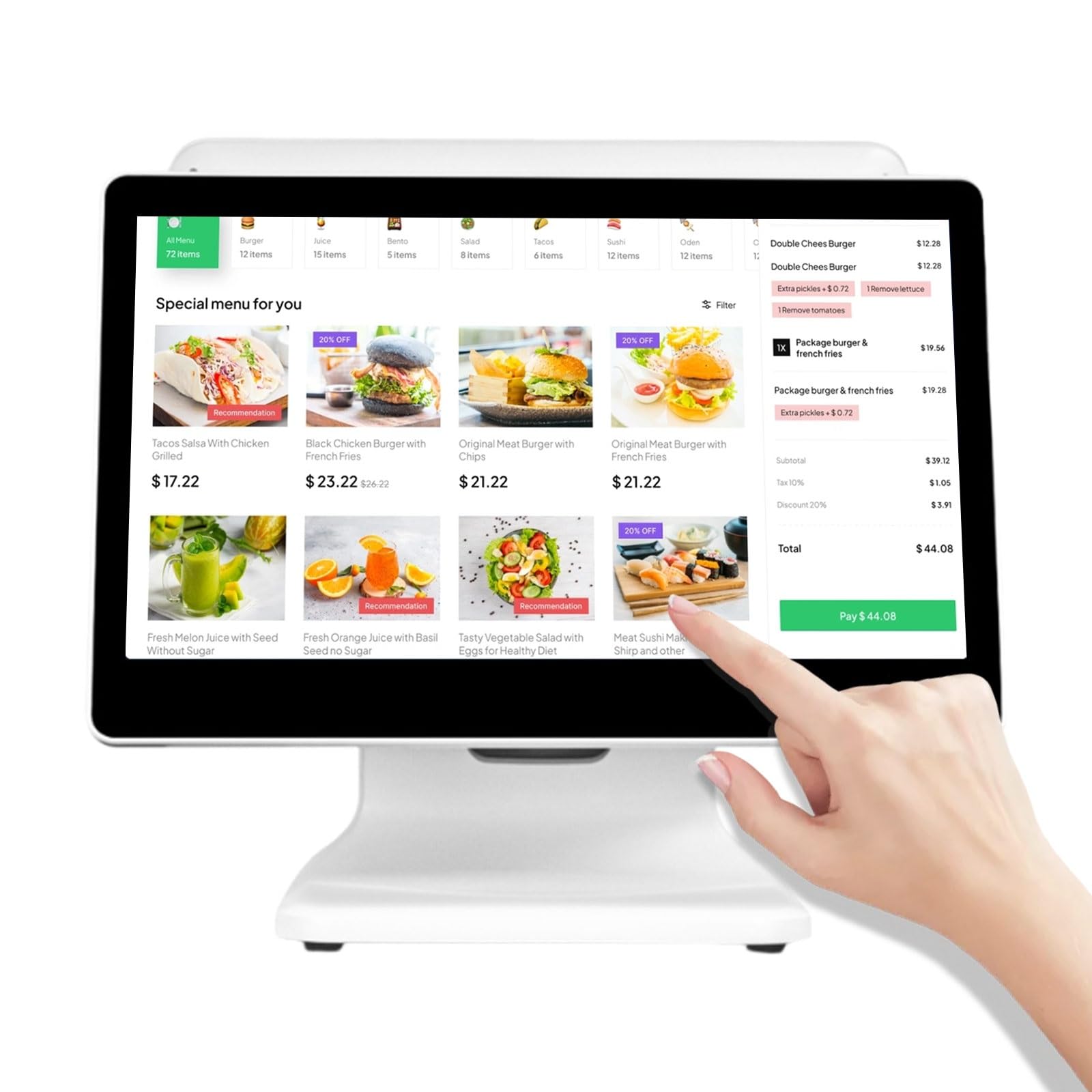 Kasse Touchscreen Dual Display 15,6 + 13,3 Zoll Kassensystem Für Restaurant Laden Café Supermarkt Einzelhandel Pos Terminal