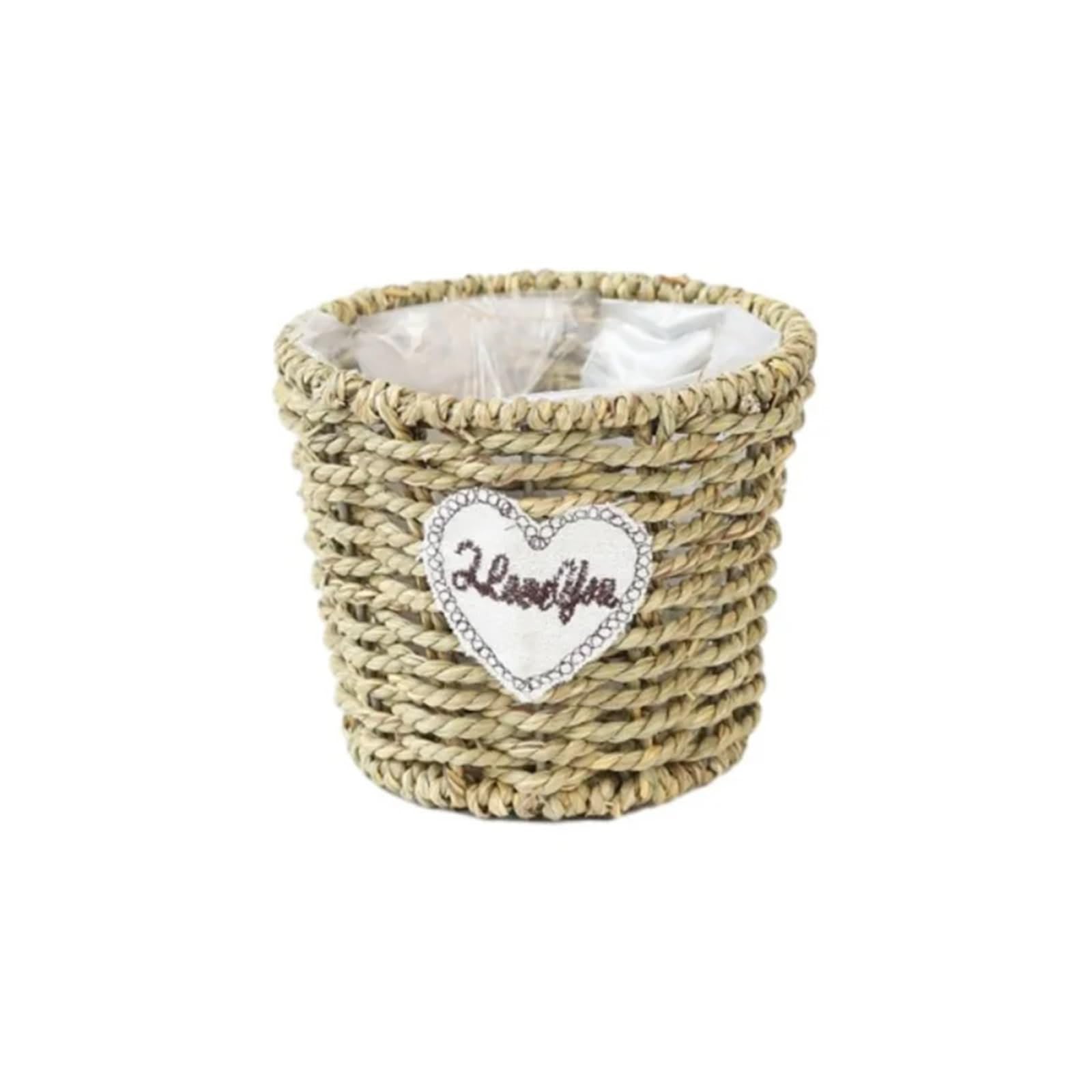 DUNSBY Woven Planter 3PCS Round Woven Seagrass Storage Basket Wicker Planter With Plastic Liner Rattan Flower For Home Wedding Garden Decor(CB)