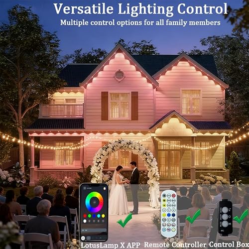 AurNyvaMay Permanent Outdoor Lights,Smart Outdoor Christmas Lights with IC+RGB 20 LED, IP67 Waterproof Eaves Lighting with 213 Modes for Holiday,Party, Daily, APP/Remote Control — view 3