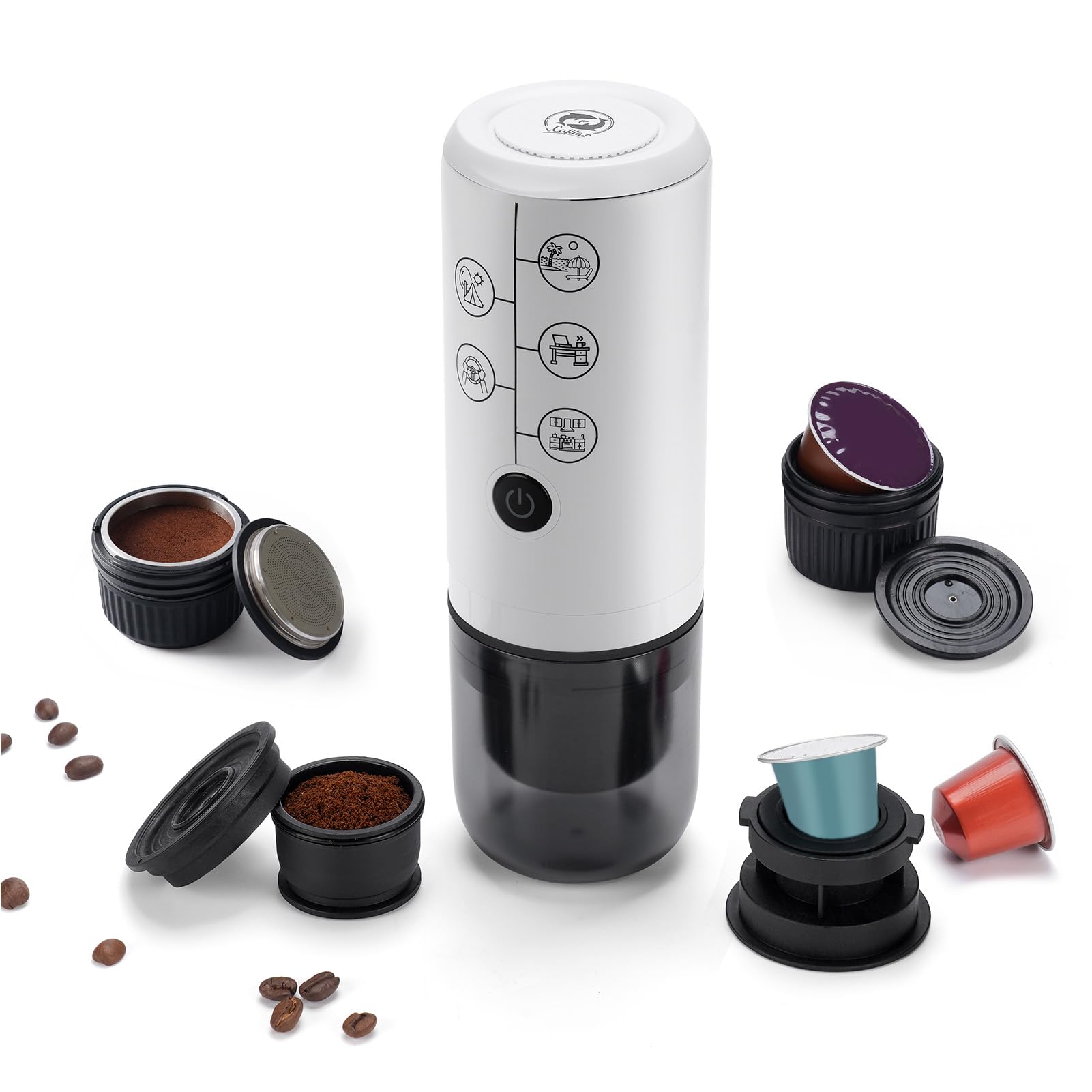 Aoresac Portátil Compacta que Funciona con Cápsula NESDG y café Molido - Máquina Eléctrica Recargable de 2600 MAh - para Viajes en Casa o en Coche