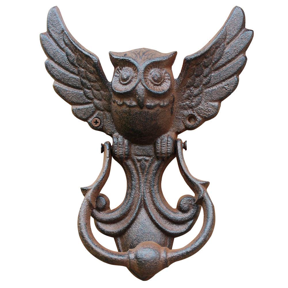 Búho Aldaba Puerta Hierro Fundido Manija De Puerta Vintage Búho Estilo Antiguo Puerta Decorativa Para Su Jardín/Casa De Madera/Granja - Marrón