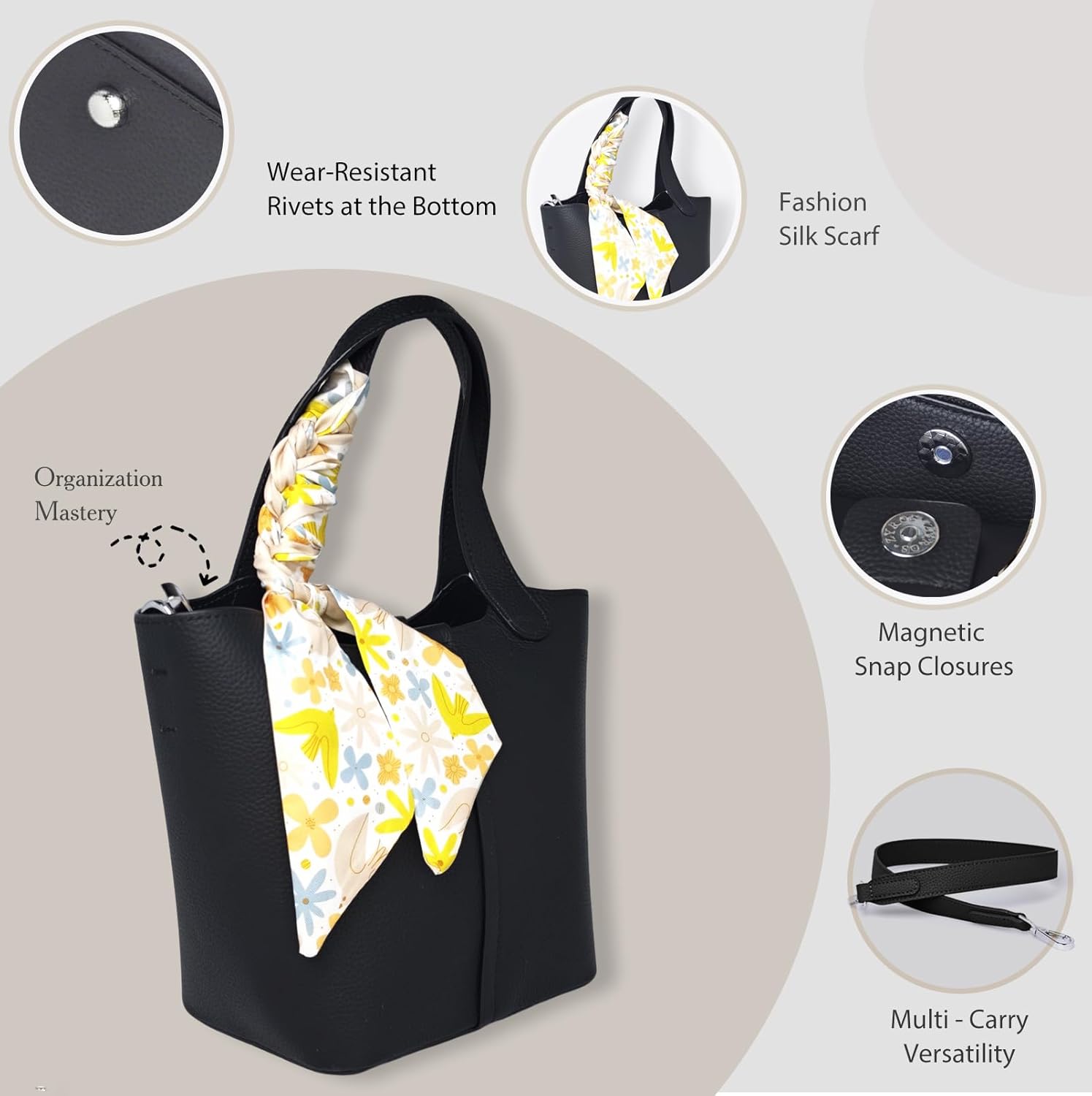 Genuine Leather Bucket Bags for Women,Vegetable Basket Crossbody Women's Shoulder Handbags with Zipper Closed