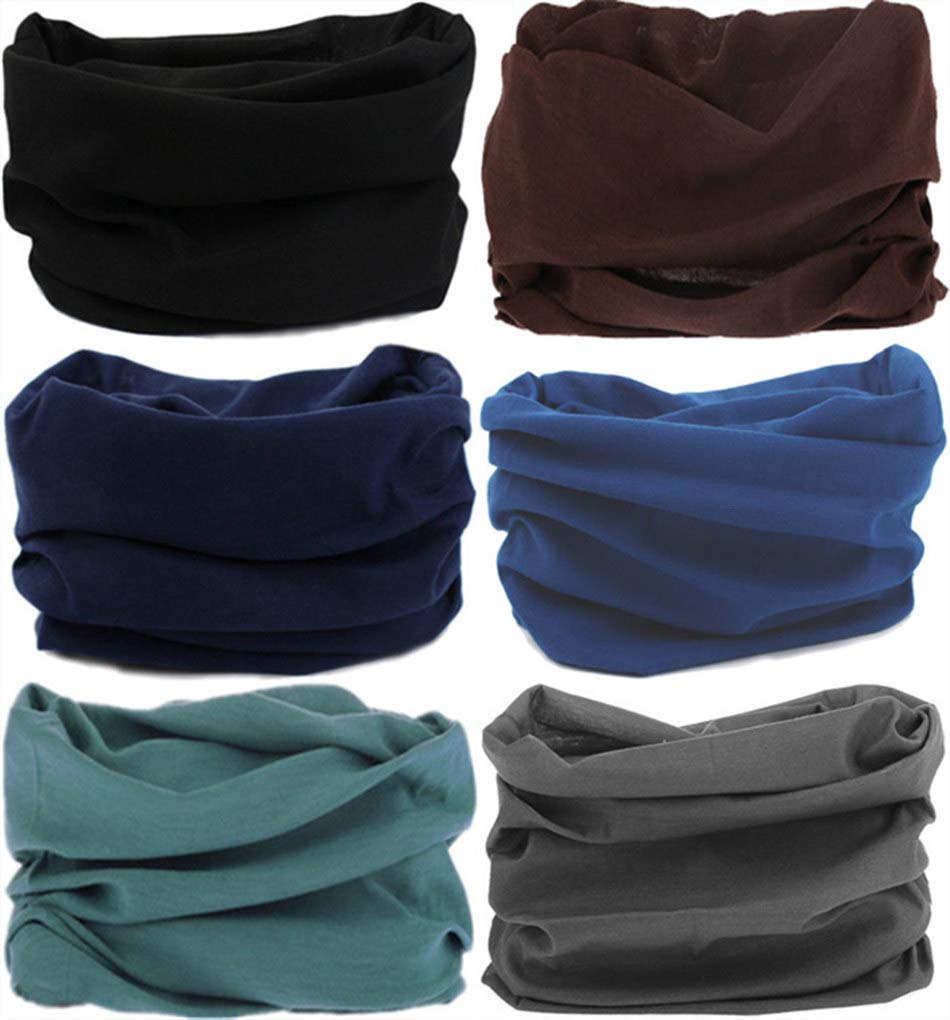 lanchy Headband Head Wrap Bandana Headwear Face Mask magic scarf for men & women (6pcs. Solid color 3)-picture-36