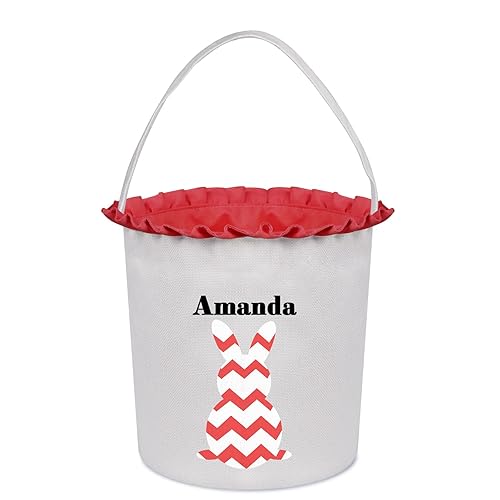 Miniatura 30 de Cesta de Pascua para niños, cestas de Pascua personalizadas con nombre, cesta de conejo de Pascua, cesta de caza de huevos de Pascua, bolsas