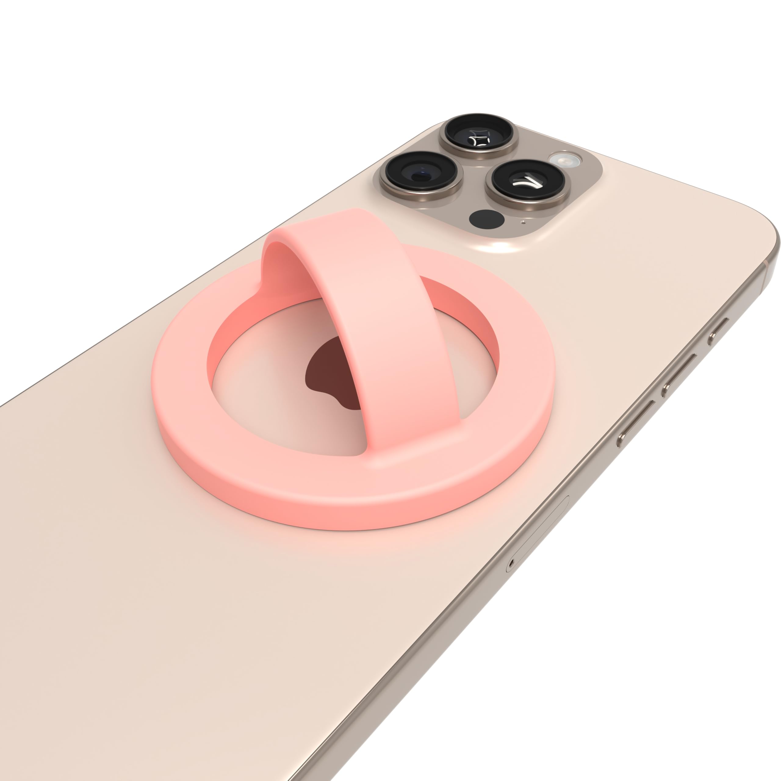 Magnetic Phone Grip – Comfy Silicone Ring Grip Stand & Magnetic Phone Holder, Compatible with MagSafe iPhone 16/15/14/13/12 (Peach Pink)