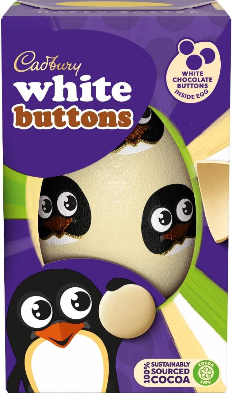 Cadburys White Chocolate Buttons Easter Egg 98g (Imported-UK)
