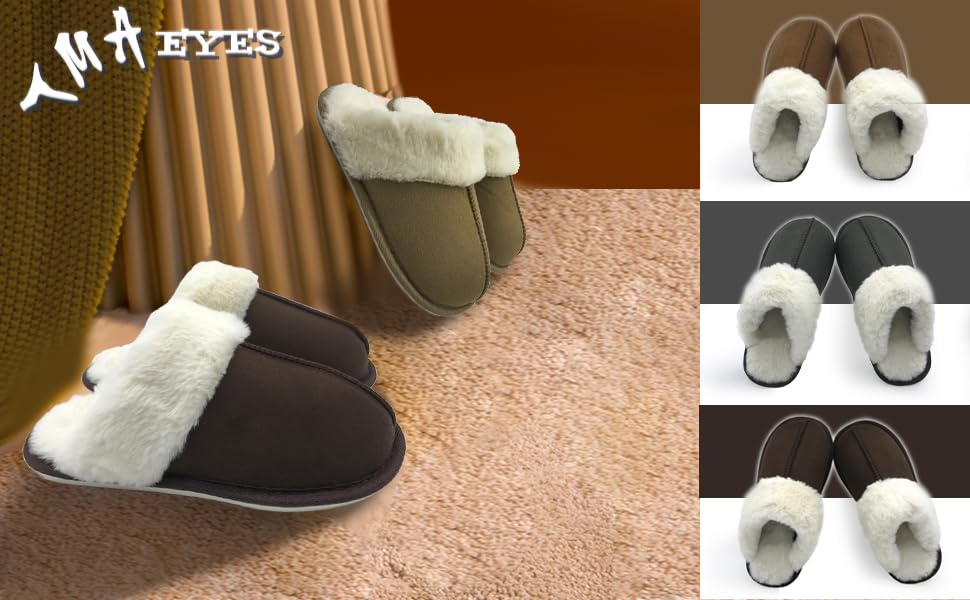 TMA EYES Slippers for Women with Memory Foam Winter Fluffy House Shoes Indoor Outdoor4