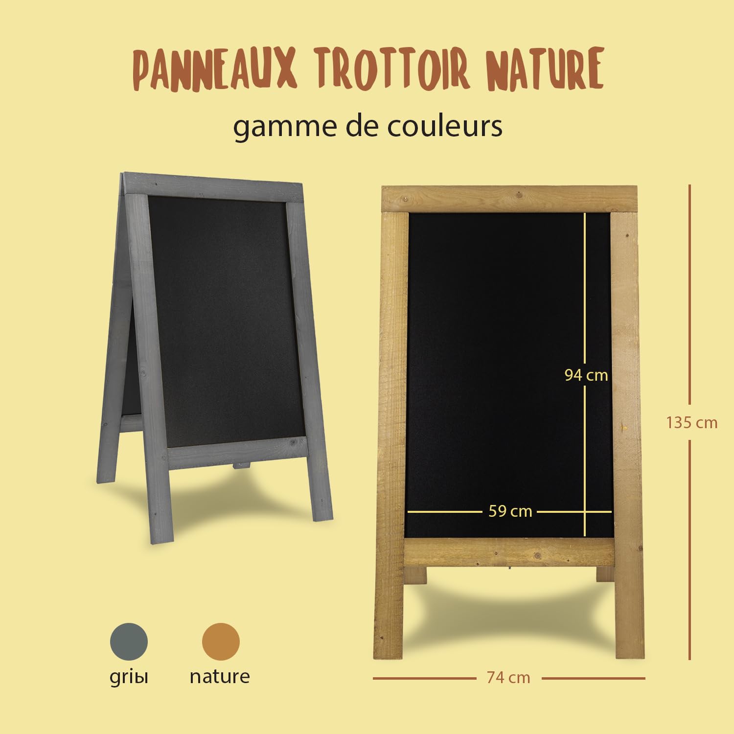 SECURIT - Tableau sur Pied Double Face en Bois - Coloris Bois D’Échafaudage