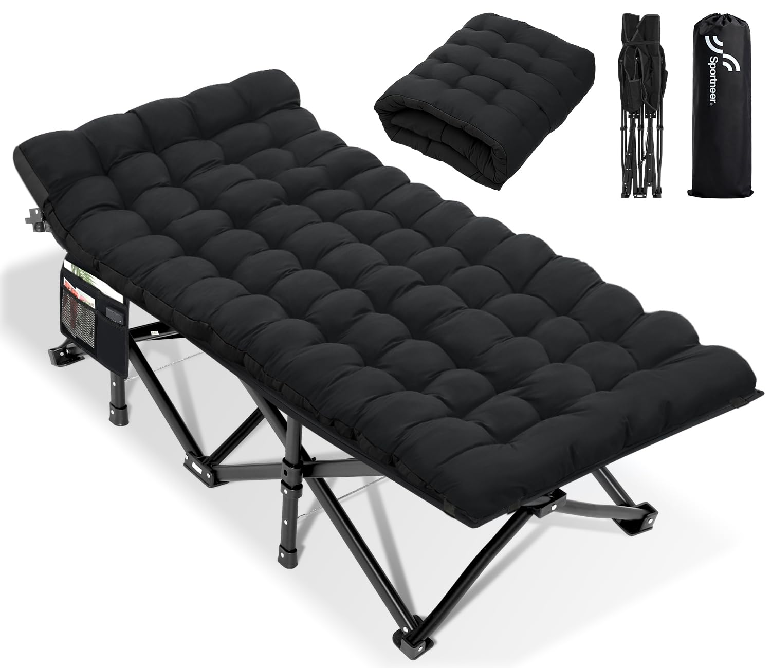 Sportneer Feldbett mit Matratze, Klappbett Breite 71/81cm Tragfähigkeit 204KG Gästebett Campingbett Feldbett Mit Aufbewahrungstasche für Erwachsene Outdoor Indoor Garten Camping Reisen