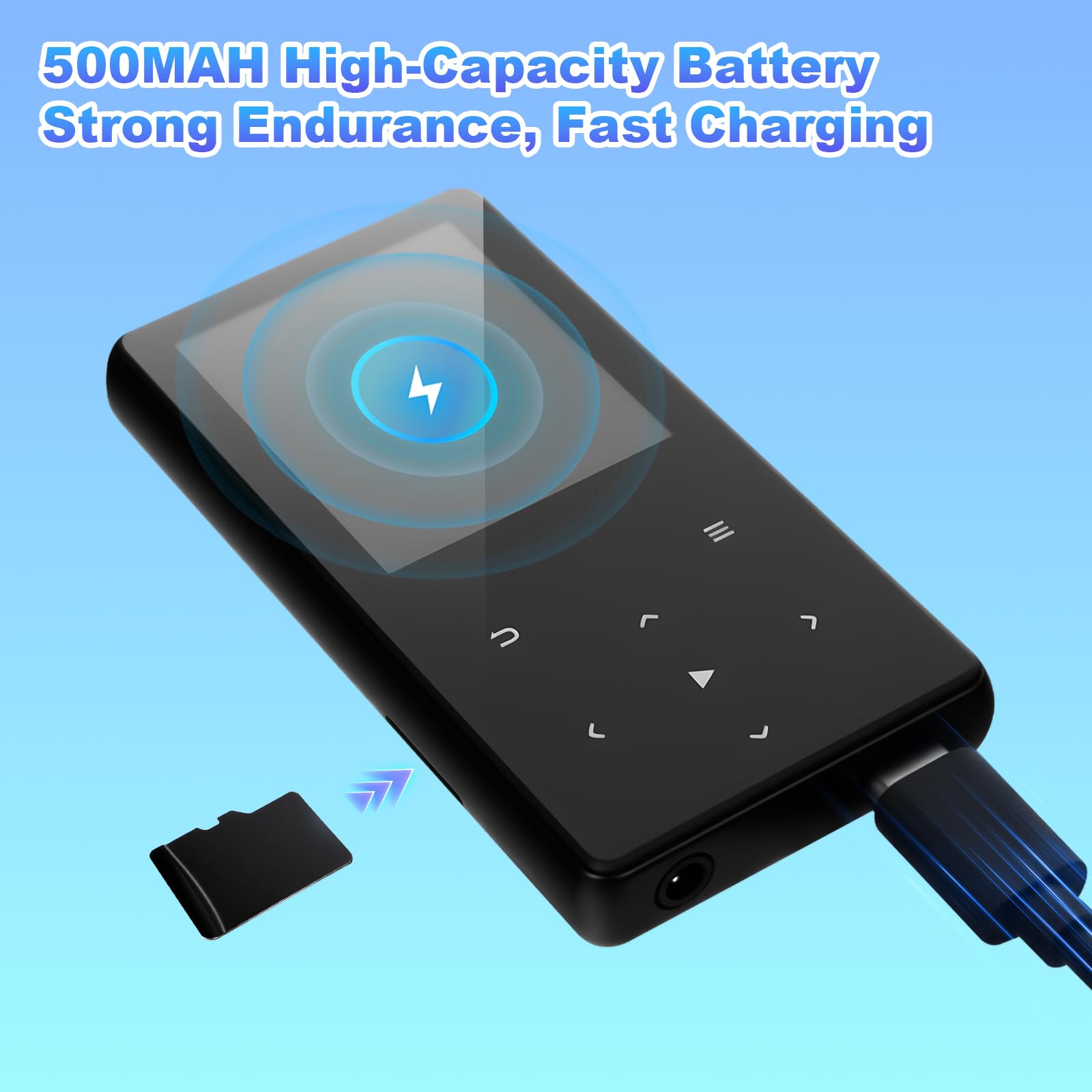 MP3 Player 64GB mit Bluetooth, Mini Digitaler Musik Player mit Lautsprecher, FM Radio, HiFi Audio, MP3 & MP4 Player, Kopfhörer inklusive