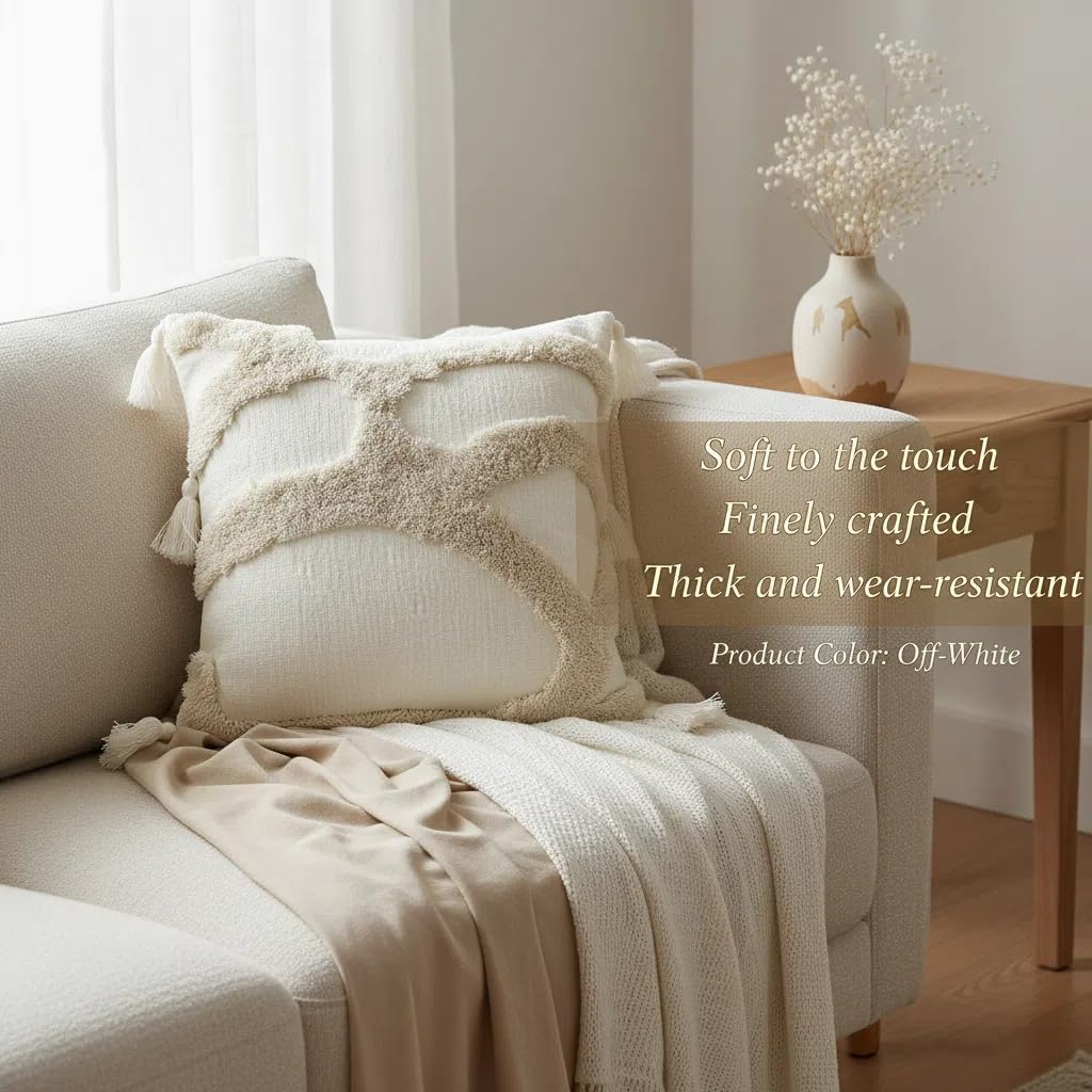 JMGBird Throw Pillows 18x18 Set of 2 with Inserts - Decorative Couch Pillows for Sofa, Bed, Living Room - Soft Square Accent Pillows Indoor Home Decor (Khaki)