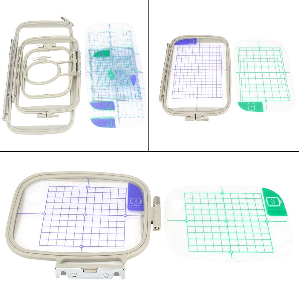 Luocute Juego de Aros de Bordado, Repuesto 4 en 1 con Tornillo de Ajuste y Rejilla Transparente, para PE700 PE770 PE780D Innovis 1250D Babylock Ellure Emore