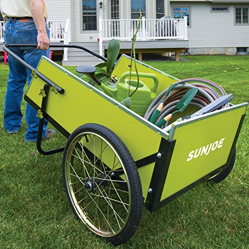 Sun Joe SJGC7 7 Cubic Foot Heavy Duty Garden + Utility Cart, Green