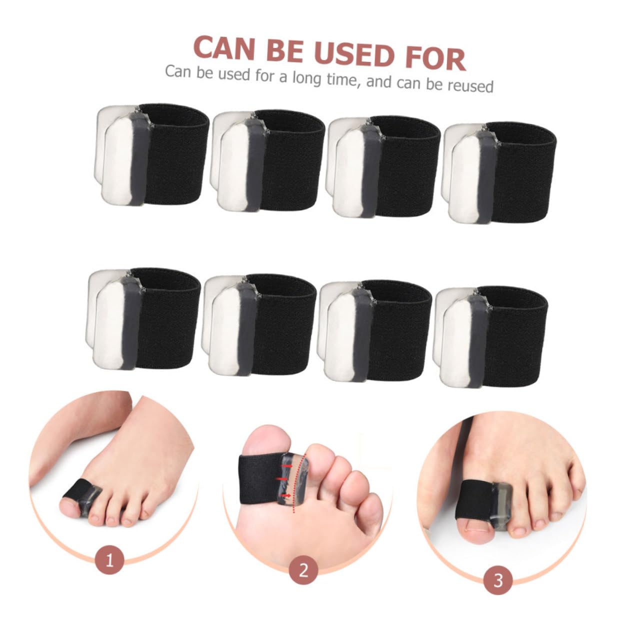 4pairs Reusable Toe Separators for Women of Ergonomic Bunion Spacers Comfortable Toe Straighteners for Correcting Foot Alignment for Everyday Use