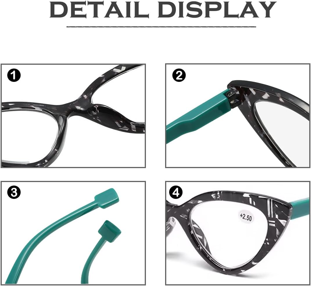 Cat Eye Fashion Reading Glasses for Women Spring Hinge Retro Cute Ladies Computer Readers - Image 7