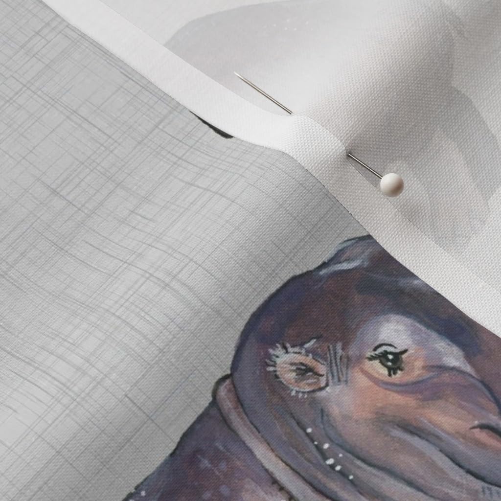 Spoonflower Fabric - Hippo Safari Hippopotamus Animal Printed on Petal Signature Cotton Fabric by The Yard - Sewing Quilting Apparel Crafts Decor