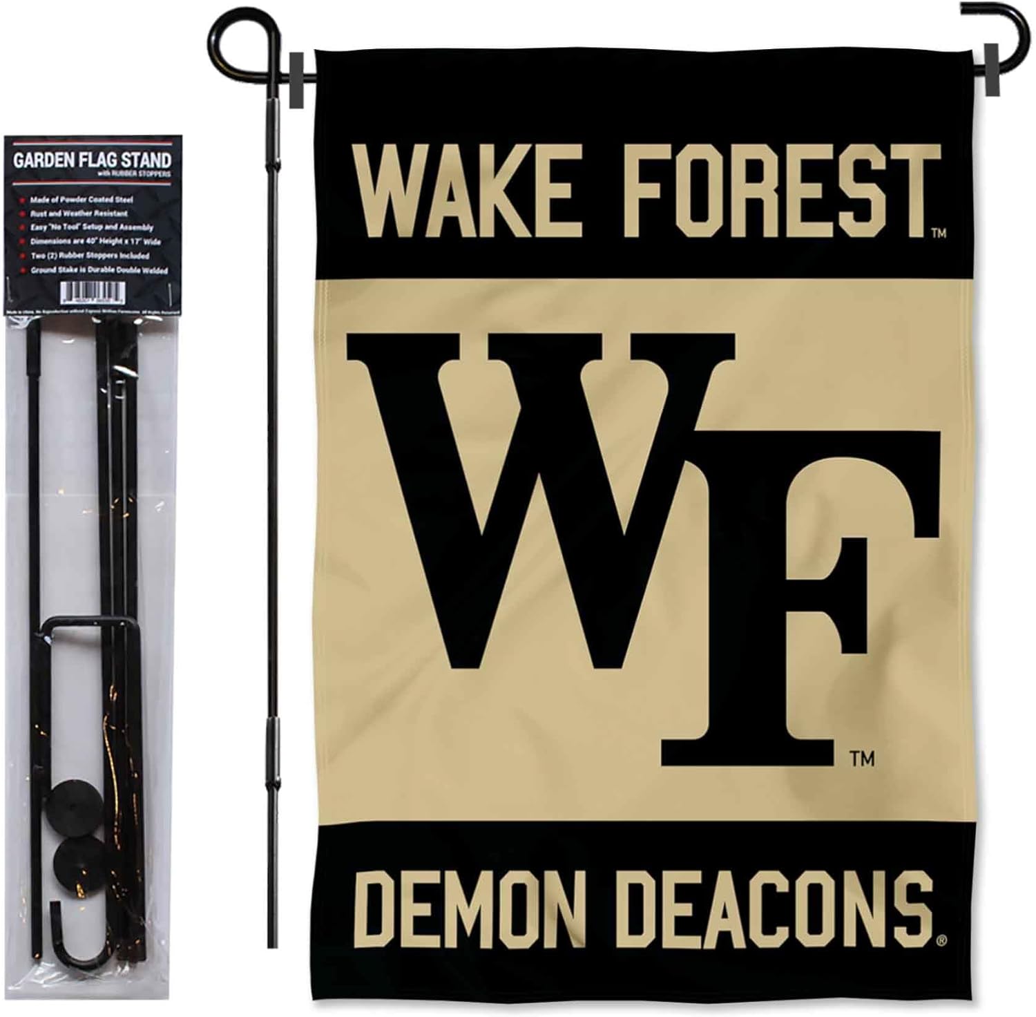 Wake Forest Demon Deacons Garden Flag with Pole Stand Holder