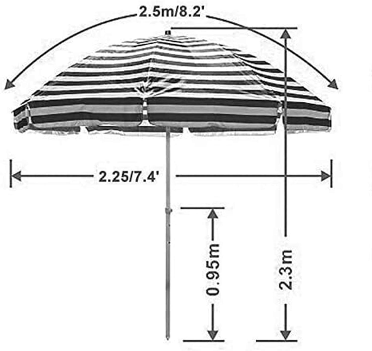 LSLYTQ Outdoor Garden Parasols 8.2' Outdoor Beach Umbrella, Striped Patio Umbrella, Market Table Umbrella With 8 Sturdy Ribs And Crank，With Parasol Base good