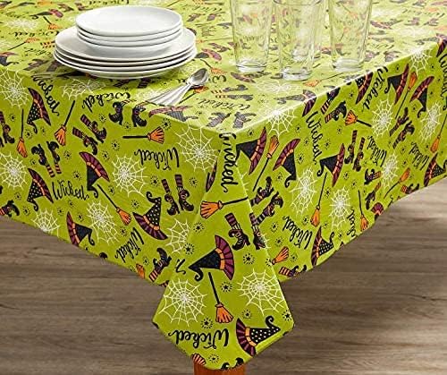 Wicked Witch Green PEVA Vinyl Tablecloth | 52" x 90" Oblong Table Cover for Office, Home Decorations and Kid's Halloween Parties