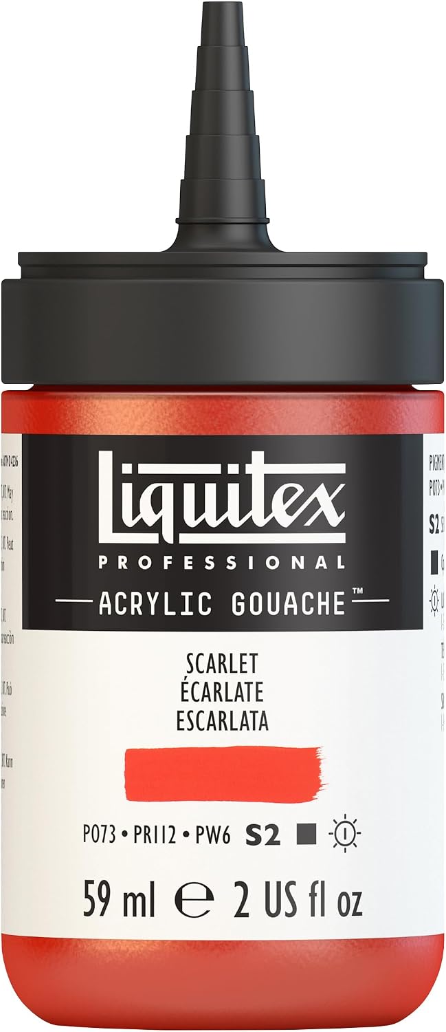 Liquitex Professional Acrylic Gouache, 2-oz (59ml) Bottle, Scarlet