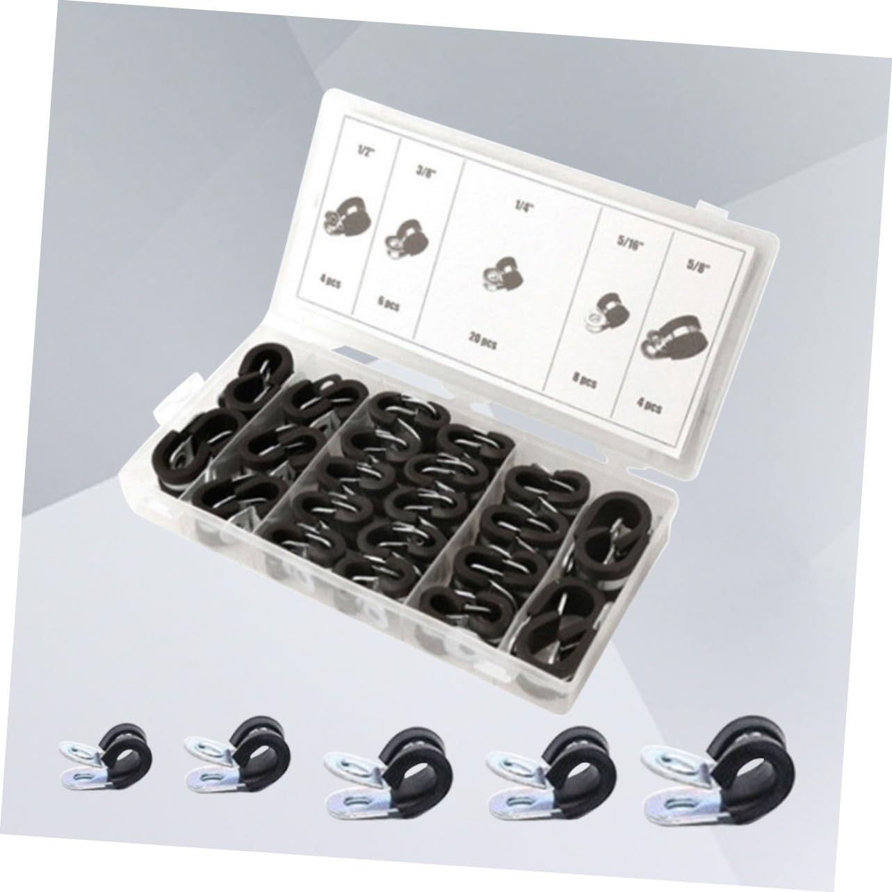 42 Stück Teiliges Schlauchklemmen Set aus Verzinktem mit Gummibeschichtung Vielseitig für Kraftstoffleitungen Luft und Wasserschläuche Robust und Langlebig für Auto und
