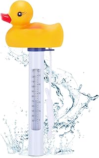 Floating Buoy Pool Thermometer, Water Temperature with String for Outdoor & Indoor Swimming Pools, Spas, Hot Tubs,Fish Ponds Thermometer Floating Easy Read (Duck)