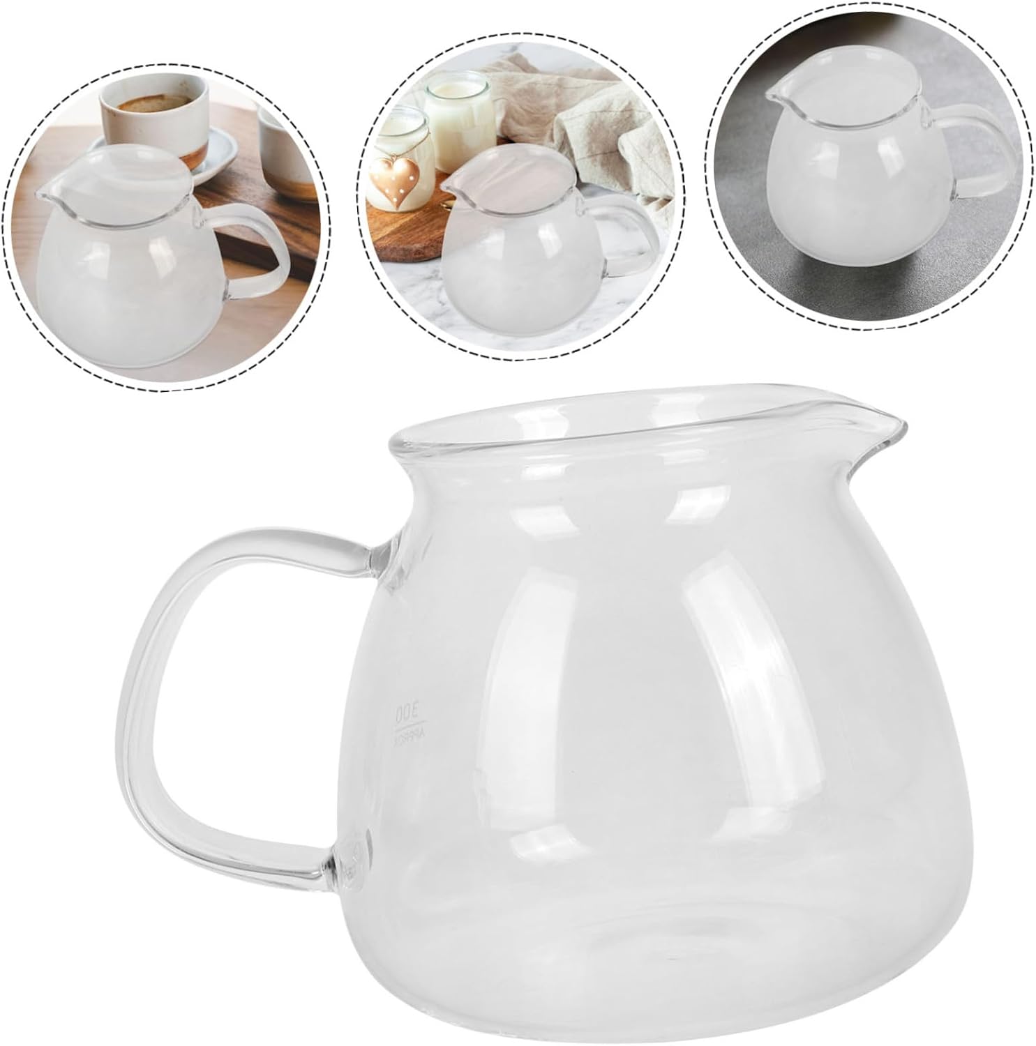 Clear Glass Coffee Pot Server Small Beverage Pitcher for Tea Coffee and Water Hand Drip Carafe with Handle for Home Brewing and Serving