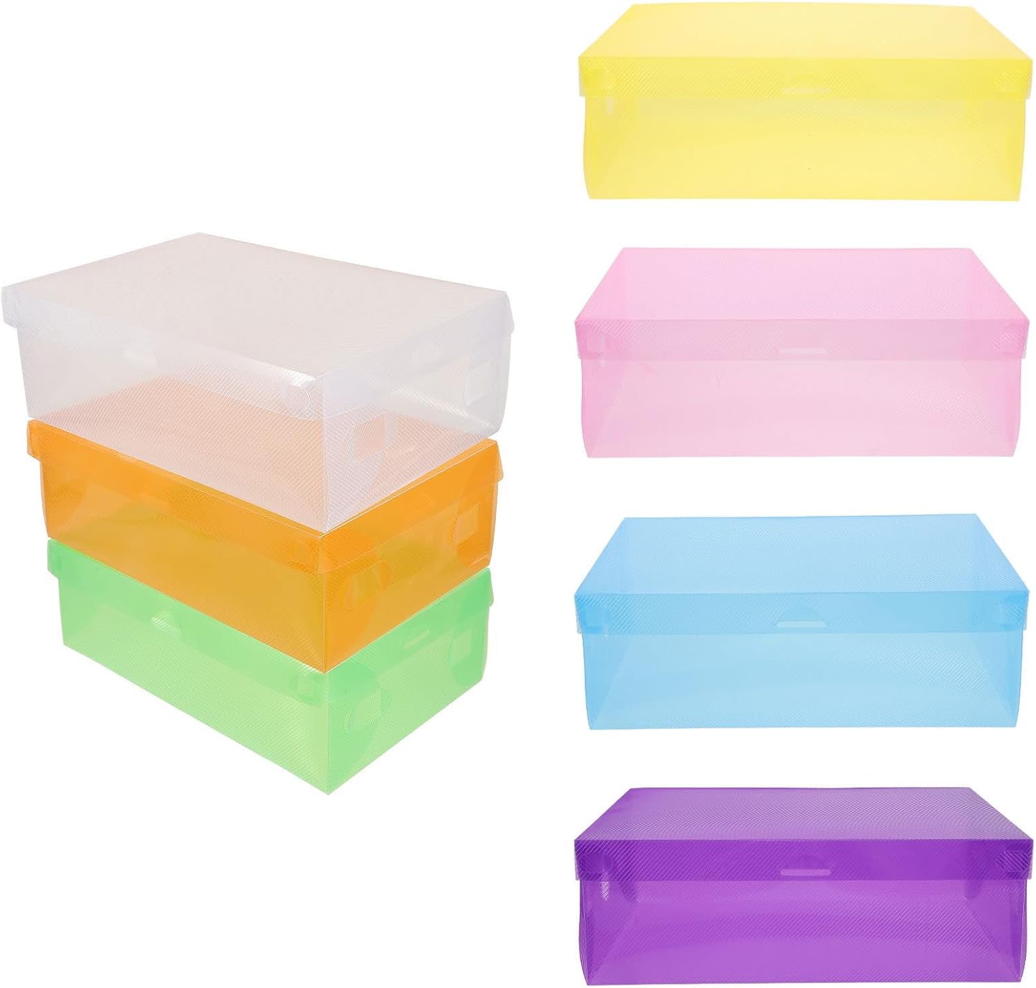 7Pcs Stackable Shoe Organizer Boxes with Lid Plastic Storage Containers for Men and Women Thickened Transparent Flip-top Design for Closet and Sneaker Storage Space-saving Shoe