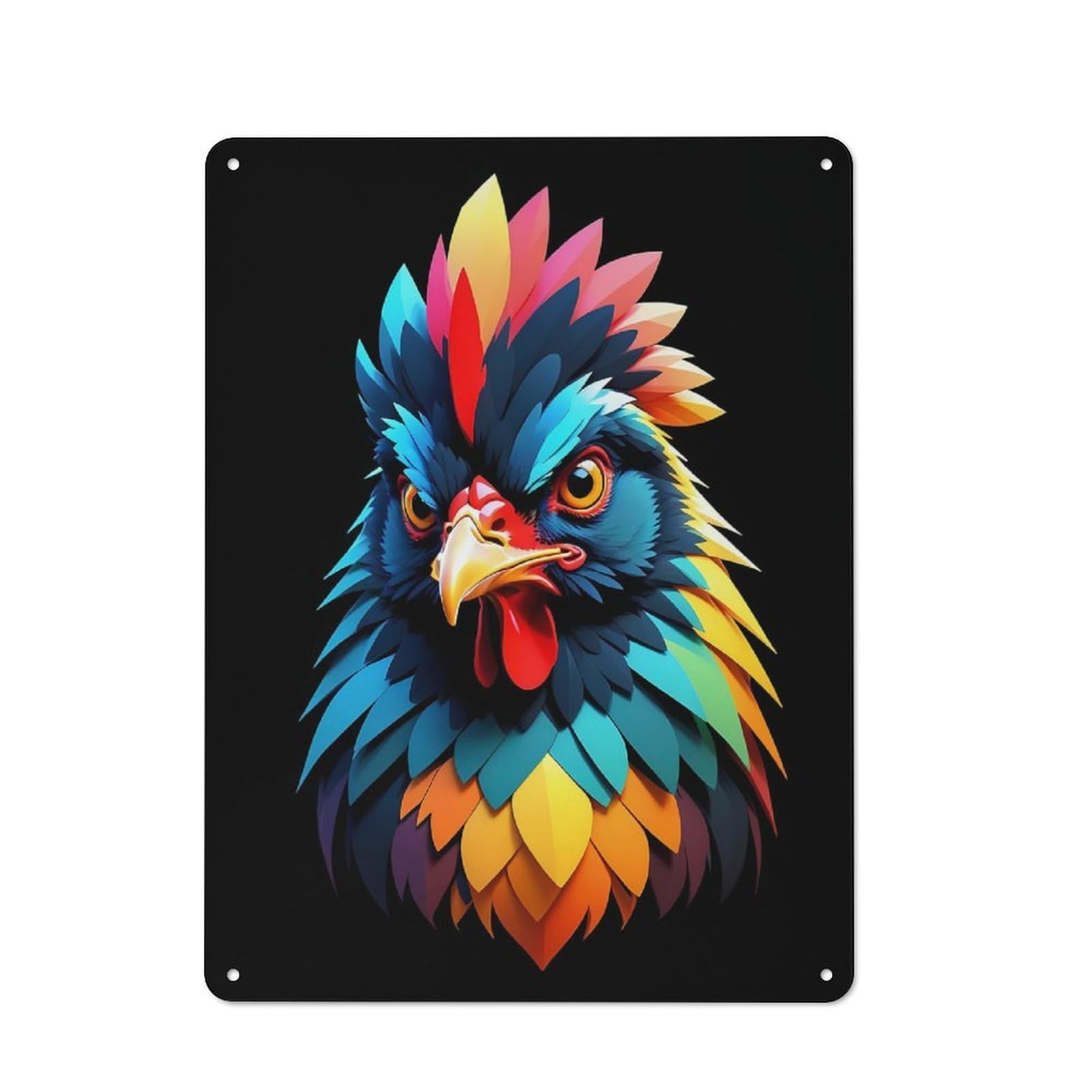Isometric Chicken Warehouse Style Metal Wall Decor 40x30cm, Industrial Metal Sign for Workspace, Cafe, Hallway Or Garage