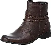 Bota Feminina Couro Cano Curto Lisa Detalhe Trançinhas Laterais Solado Borracha Macia