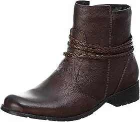 Bota Feminina Couro Cano Curto Lisa Detalhe Trançinhas Laterais Solado Borracha Macia