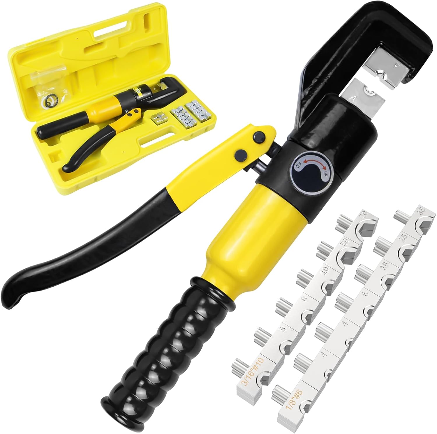 BLIKA Hydraulic Crimping Tool with 13 Dies, 10 Ton Battery Cable Crimper Tool & Wire Rope Crimping Tool 12AWG-2/0AWG for Stainless Steel Cable Railing Hardware Kit, LB