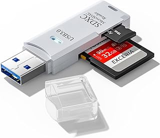 USB3.0 Micro SD Card Reader, 5Gbps 2-in-1 SD Card Reader to USB Adapter, Wansurs Memory Card Reader for SDXC, SDHC, MMC, RS-MMC, Micro SDXC, Micro SD, Micro SDHC and UHS-I Cards (1Pack White)
