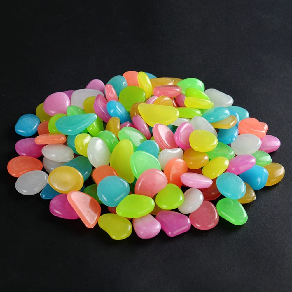 RANRAO Lot de 200 galets phosphorescents pour décoration d'intérieur, allée, aquarium, jardin, terrasse et aquarium