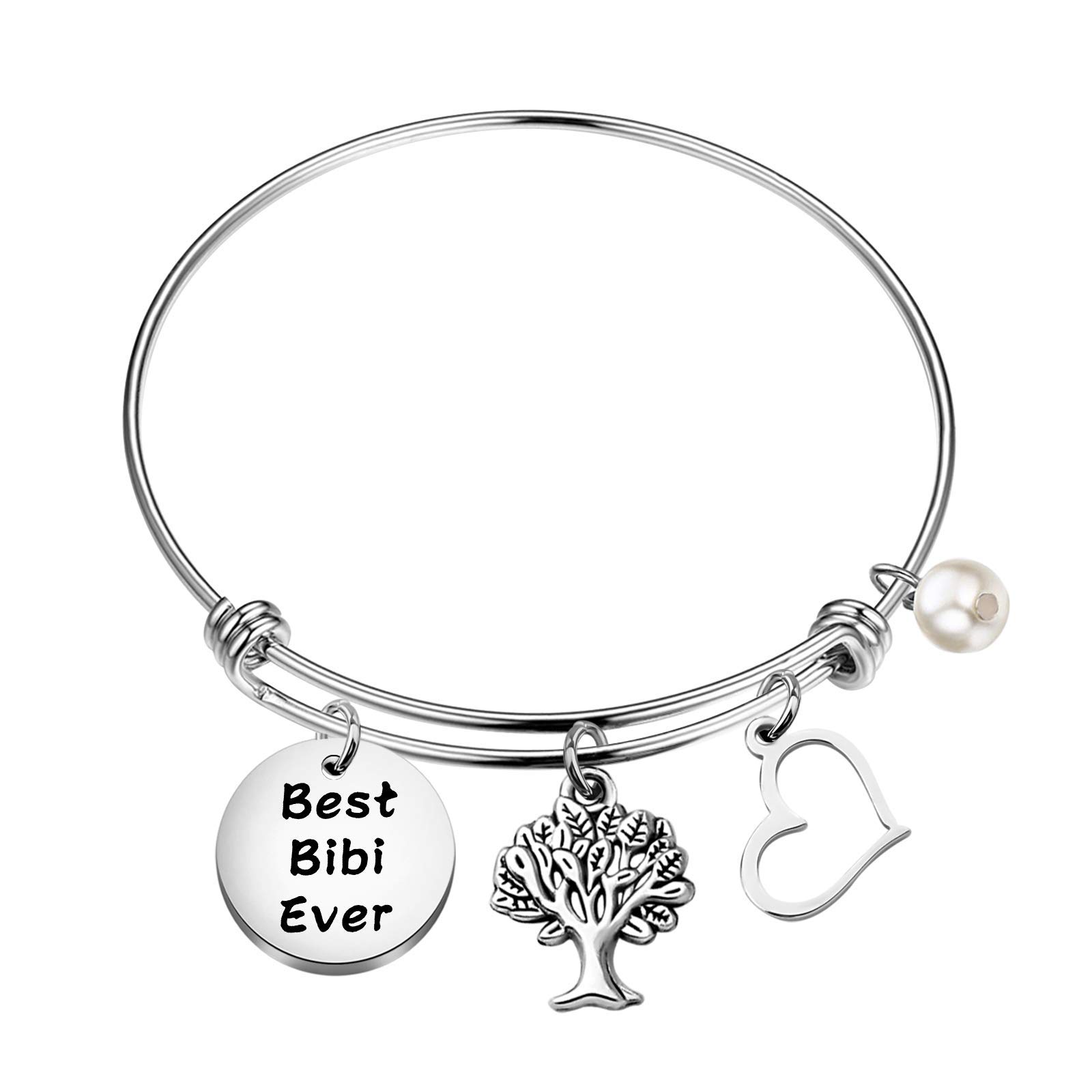 MAOFAED Bibi Bracelet Bibi Gift Grandmother Gift Mother’s Day Gift Best Bibi Ever Grandmother Bracelet Birthday Gift For Grandma