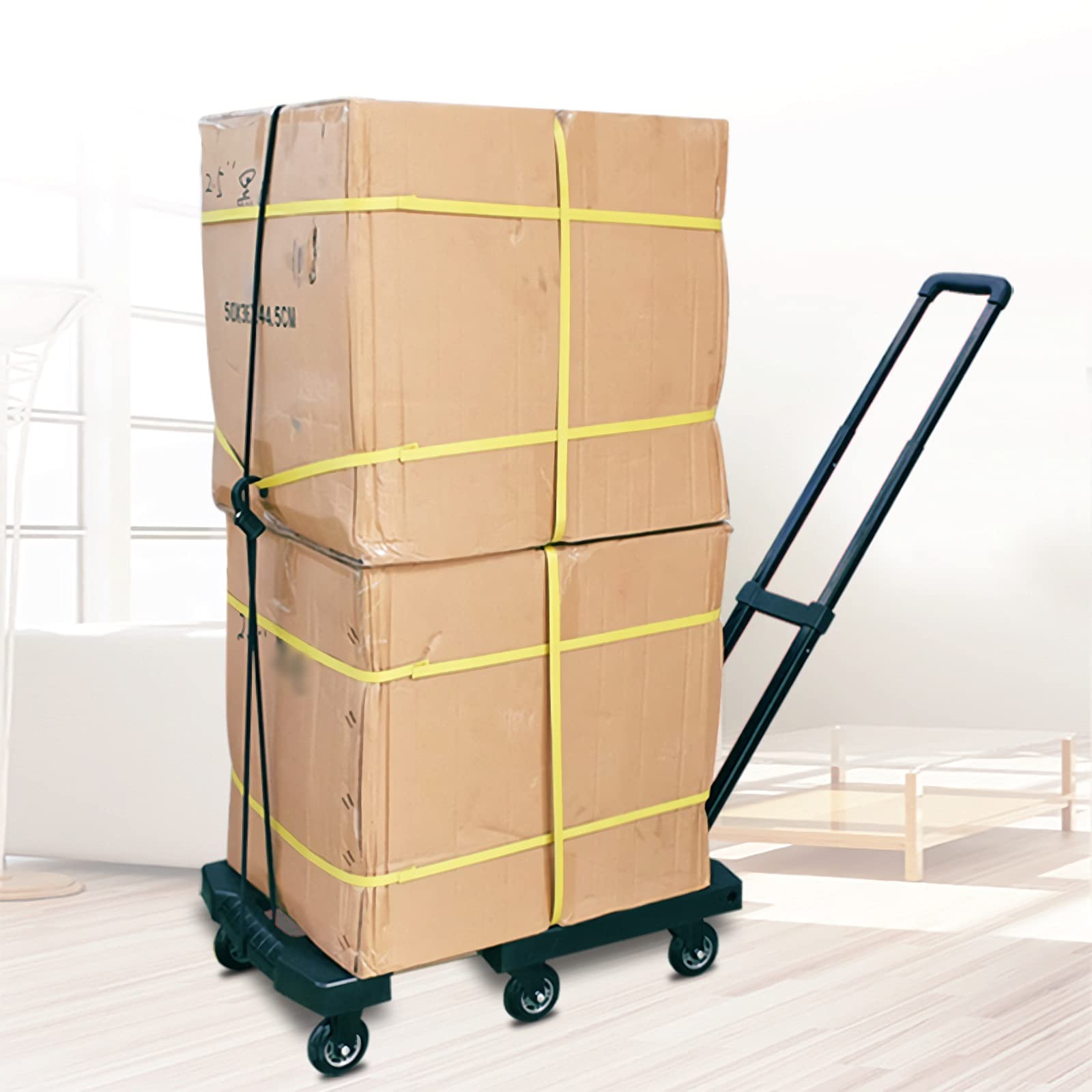 Carrello pieghevole a mano con 6 ruote e manico regolabile, capacità 150 kg, ideale per casa, ufficio, viaggi, traslochi e sollevamento pesante