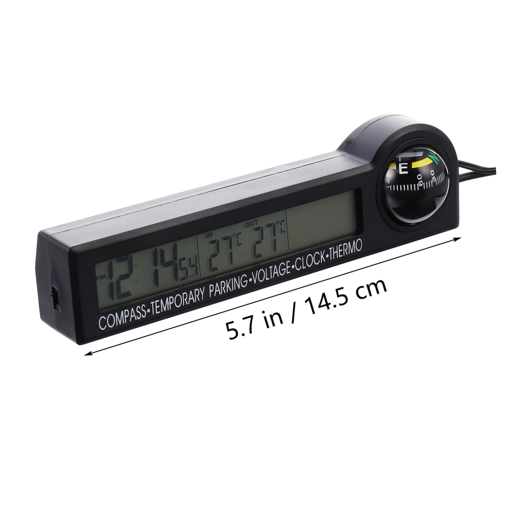 POPETPOP 2stücke Automotive Digital Thermometer Voltmeter Mit -uhr Und Kompass Multifunktionale Anzeige Für Auto Temperaturmessung Innen Und Außen Mit Farbigem Hintergrundbeleuchtung