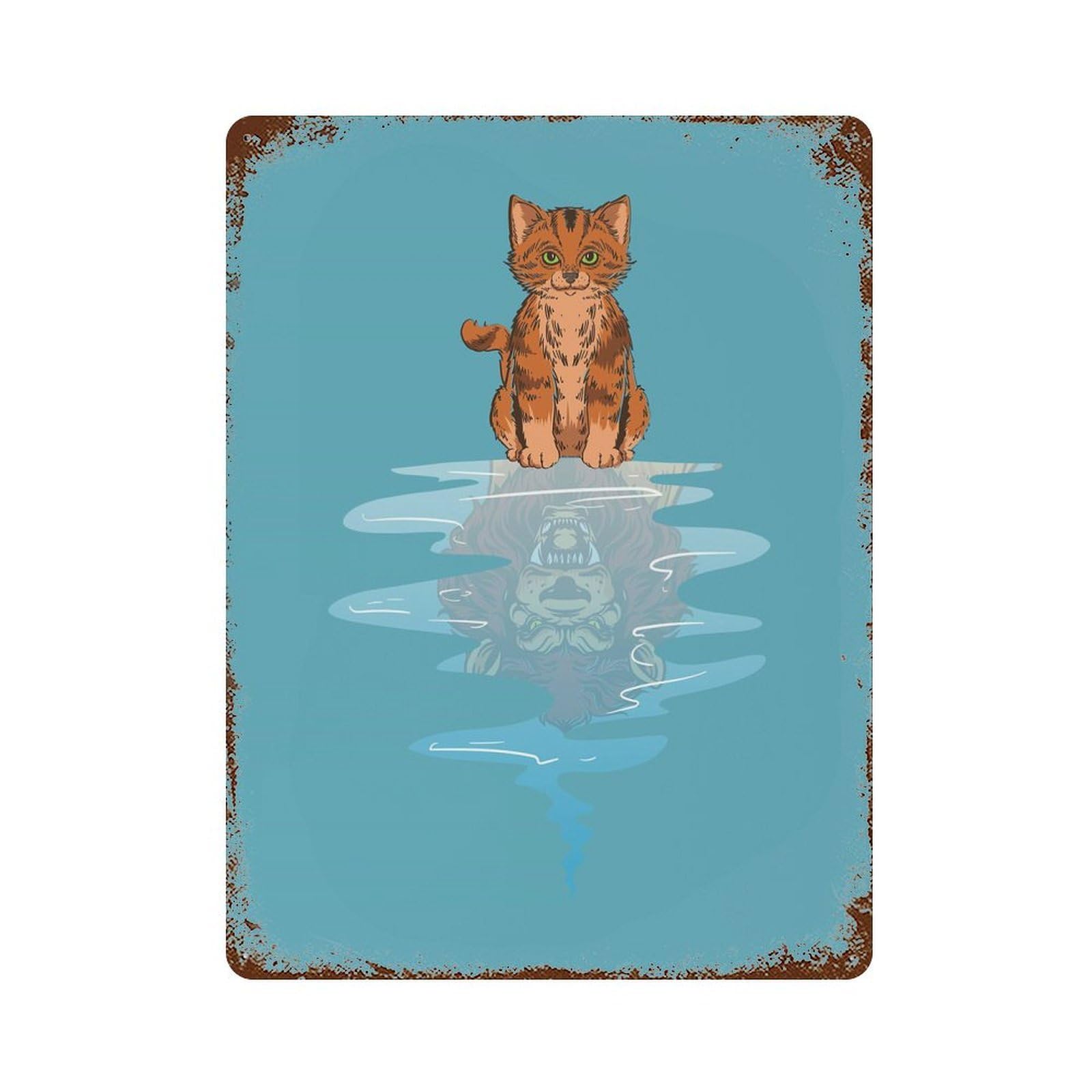 Vintage Rust Metal Sign with Cats Imagination Design 15.7"x11.8", for Office, Studio And Wall Decor, Farmhouse Wall Decor