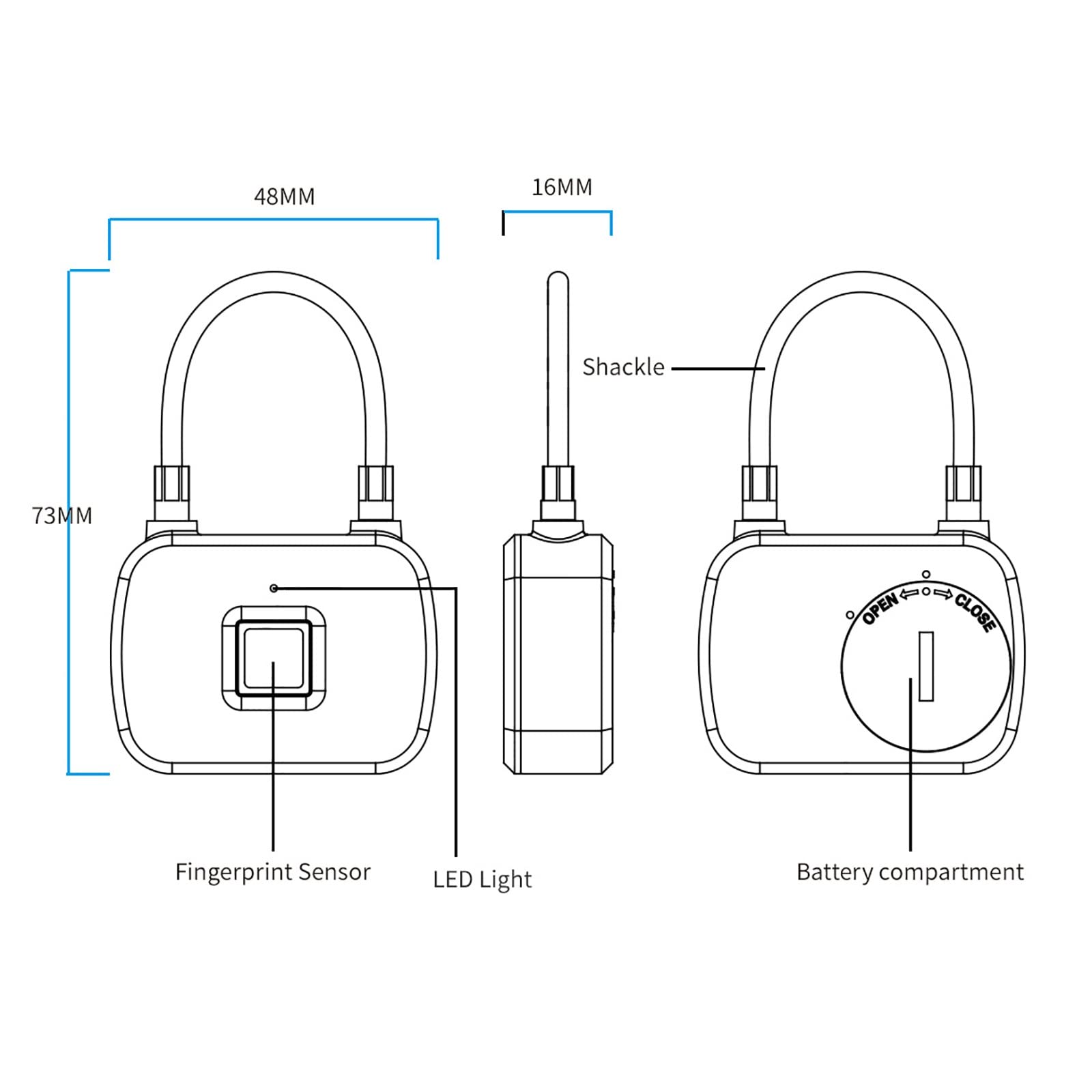 Candado Inteligente con Huella Dactilar Mochila de viaje Pequeño candado cuerda alambre huella dactilar electrónico inteligente para Seguridad