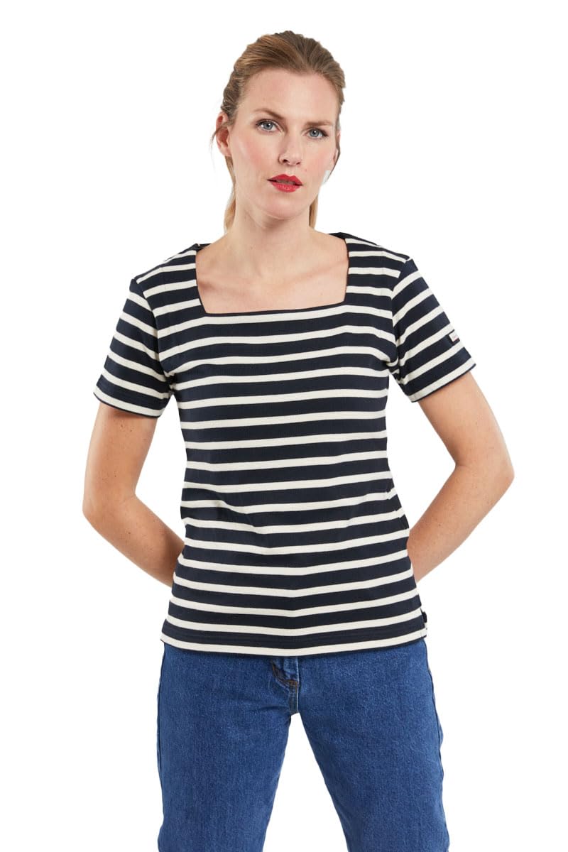 Armor Lux Marinière Femme Manches Courtes, COURSIVE, en Coton Équitable