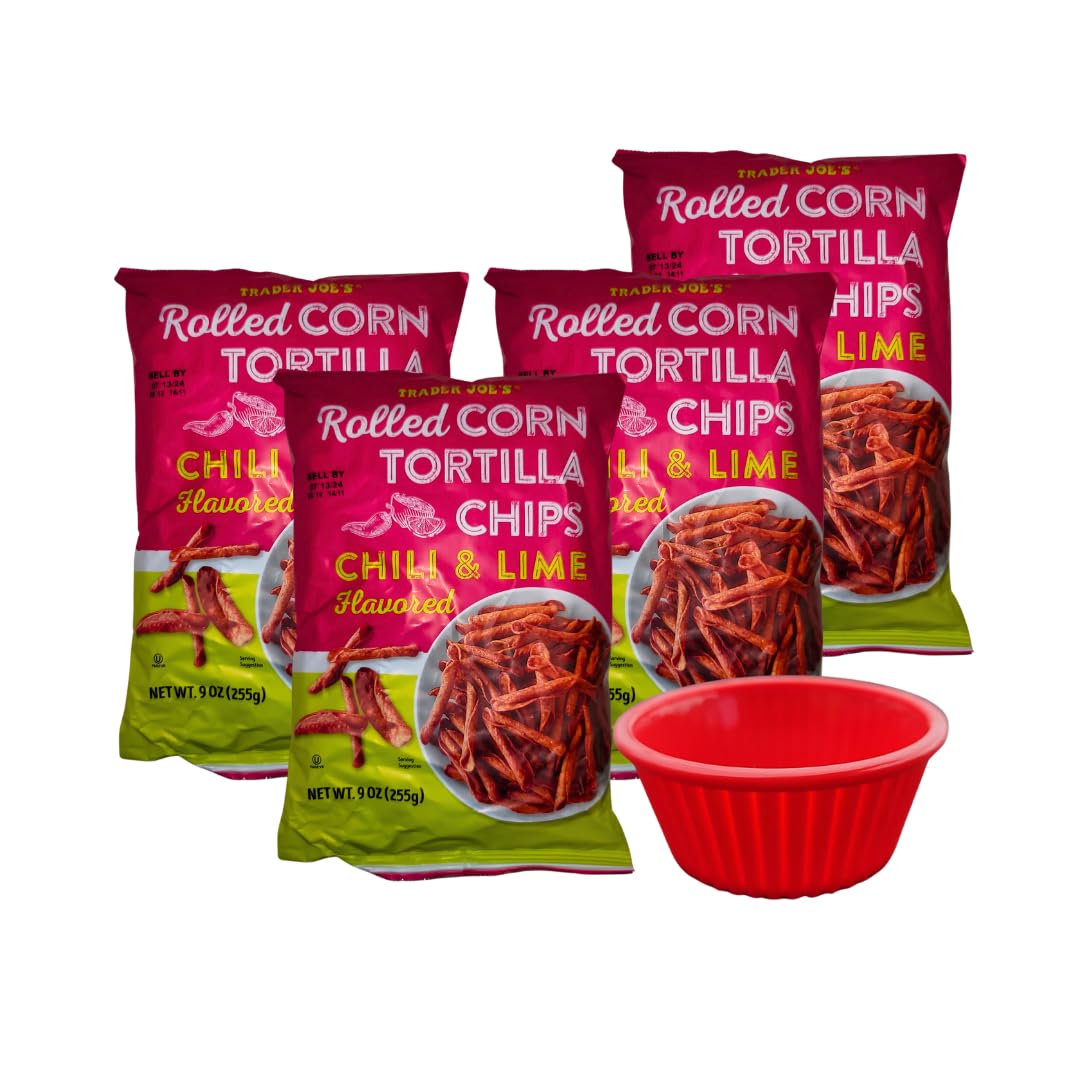 KING BUY BOX a cup 1 PCS Bundled with Rolled Corn Tortilla, Chili Lime Flavor, Gluten Free, Net Wt, 9 Ounces (250g), 4 PACK. compatible with Trader