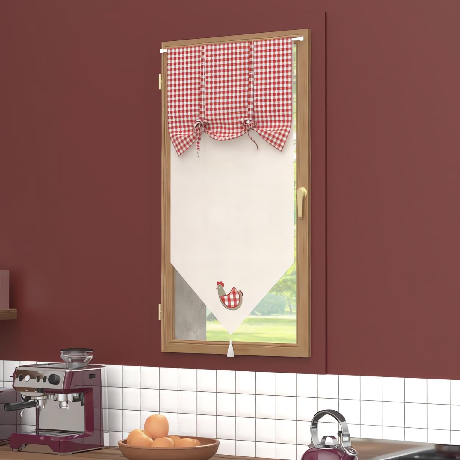 Soleil d'ocre, Paulette Half Curtain Cotton 45 x 90 cm
